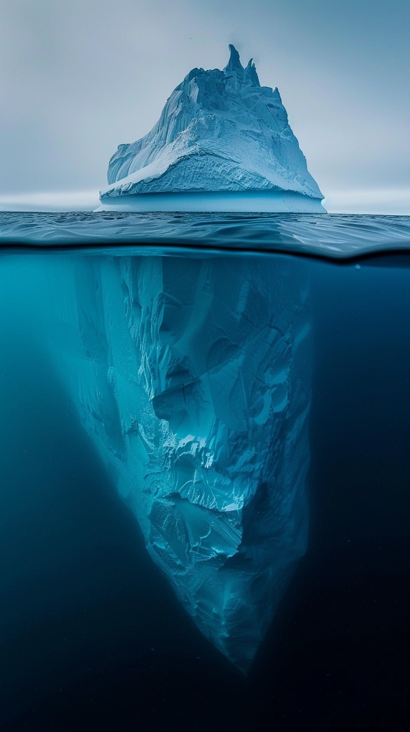Iceberg symbolising hidden aspects of organisational culture beneath the surface