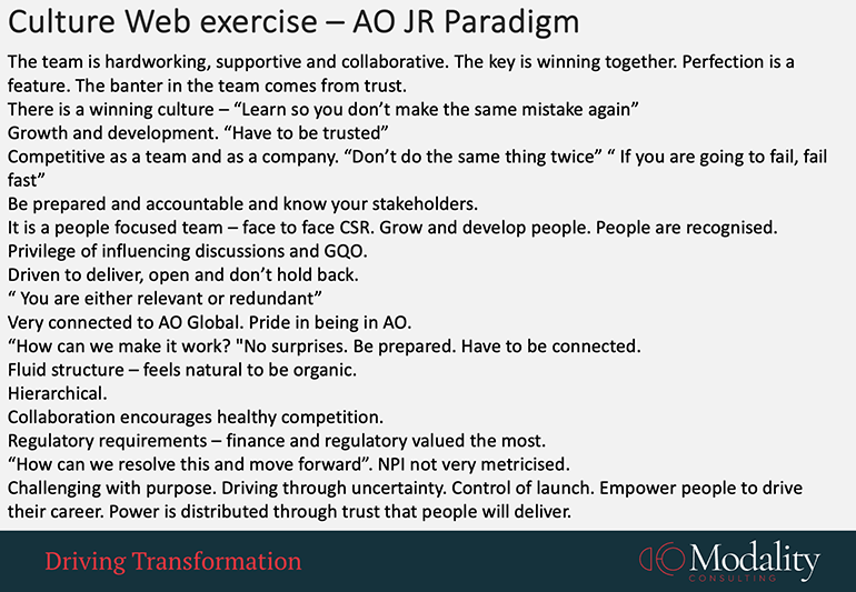 Building the strengths and culture of AO team - Modality Consulting
